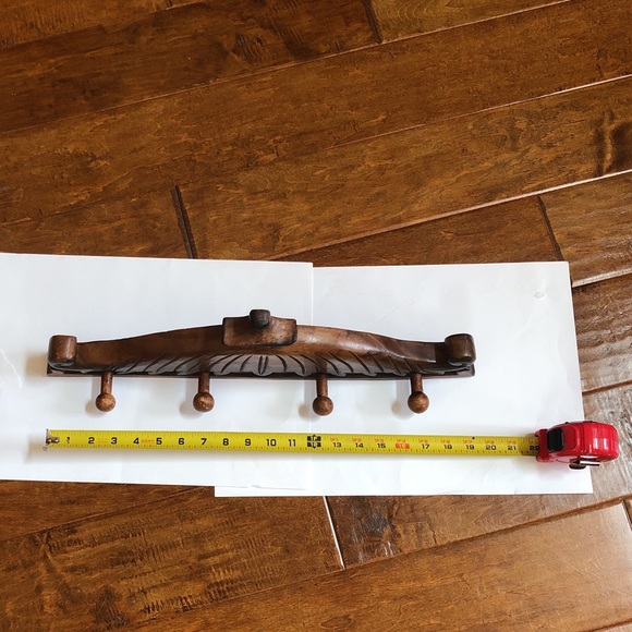 Hand Carved Wood Thailand Thai Coat Clothes Hooks Hanger Hall Tree Entry Foyer - Picture 7 of 8